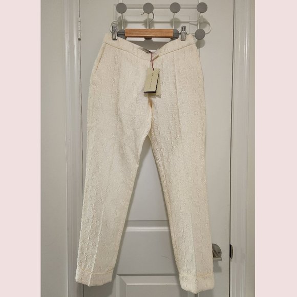 NWT Stella McCartney Designer White Cuffed Pants/Trousers - Picture 1 of 10